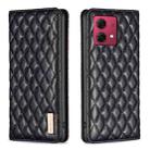 For Motorola Moto G84 Diamond Lattice Magnetic Leather Flip Phone Case(Black) - 1