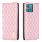 For Motorola Edge 40 Neo Diamond Lattice Magnetic Leather Flip Phone Case(Pink) - 1