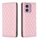 For Motorola Moto G34 5G Diamond Lattice Magnetic Leather Flip Phone Case(Pink) - 1