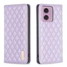 For Motorola Moto G34 5G Diamond Lattice Magnetic Leather Flip Phone Case(Purple) - 1