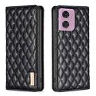 For Motorola Moto G34 5G Diamond Lattice Magnetic Leather Flip Phone Case(Black) - 1