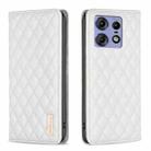 For Motorola Edge 50 Pro 5G Diamond Lattice Magnetic Leather Flip Phone Case(White) - 1