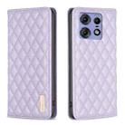 For Motorola Edge 50 Pro 5G Diamond Lattice Magnetic Leather Flip Phone Case(Purple) - 1