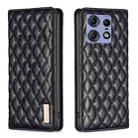 For Motorola Edge 50 Pro 5G Diamond Lattice Magnetic Leather Flip Phone Case(Black) - 1