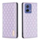 For Motorola Moto G85 Diamond Lattice Magnetic Leather Flip Phone Case(Purple) - 1