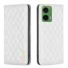 For Motorola Moto G35 Diamond Lattice Magnetic Leather Flip Phone Case(White) - 1