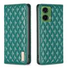 For Motorola Moto G35 Diamond Lattice Magnetic Leather Flip Phone Case(Green) - 1