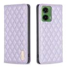 For Motorola Moto G35 Diamond Lattice Magnetic Leather Flip Phone Case(Purple) - 1