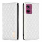 For Motorola Moto G55 Diamond Lattice Magnetic Leather Flip Phone Case(White) - 1