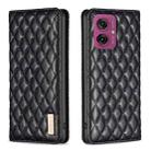 For Motorola Moto G55 Diamond Lattice Magnetic Leather Flip Phone Case(Black) - 1