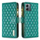 For Motorola Moto G14 4G Diamond Lattice Zipper Wallet Leather Flip Phone Case(Green) - 1