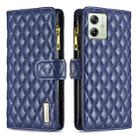 For Motorola Moto G54 5G EU Edition Diamond Lattice Zipper Wallet Leather Flip Phone Case(Blue) - 1