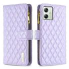 For Motorola Moto G54 5G EU Edition Diamond Lattice Zipper Wallet Leather Flip Phone Case(Purple) - 1