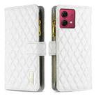 For Motorola Moto G84 Diamond Lattice Zipper Wallet Leather Flip Phone Case(White) - 1