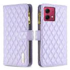 For Motorola Moto G84 Diamond Lattice Zipper Wallet Leather Flip Phone Case(Purple) - 1