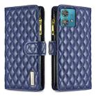 For Motorola Edge 40 Neo Diamond Lattice Zipper Wallet Leather Flip Phone Case(Blue) - 1