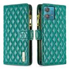 For Motorola Edge 40 Neo Diamond Lattice Zipper Wallet Leather Flip Phone Case(Green) - 1