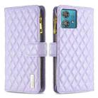 For Motorola Edge 40 Neo Diamond Lattice Zipper Wallet Leather Flip Phone Case(Purple) - 1