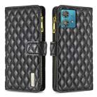 For Motorola Edge 40 Neo Diamond Lattice Zipper Wallet Leather Flip Phone Case(Black) - 1