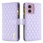 For Motorola Moto G34 5G Diamond Lattice Zipper Wallet Leather Flip Phone Case(Purple) - 1