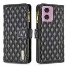 For Motorola Moto G24 / E14 / G04 Diamond Lattice Zipper Wallet Leather Flip Phone Case(Black) - 1