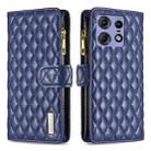 For Motorola Edge 50 Pro 5G Diamond Lattice Zipper Wallet Leather Flip Phone Case(Blue) - 1