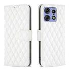 For Motorola Edge 50 Pro 5G Diamond Lattice Wallet Flip Leather Phone Case(White) - 1