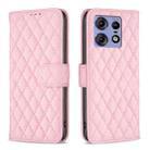 For Motorola Edge 50 Pro 5G Diamond Lattice Wallet Flip Leather Phone Case(Pink) - 1