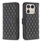 For Motorola Edge 50 Ultra Diamond Lattice Wallet Flip Leather Phone Case(Black) - 1