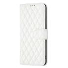 For Motorola Moto G35 Diamond Lattice Wallet Flip Leather Phone Case(White) - 3