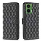 For Motorola Moto G35 Diamond Lattice Wallet Flip Leather Phone Case(Black) - 1