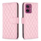 For Motorola Moto G55 Diamond Lattice Wallet Flip Leather Phone Case(Pink) - 1