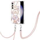 For Samsung Galaxy S23 FE 5G Electroplating Splicing Marble Flower IMD TPU Phone Case with Lanyard(Crown) - 1