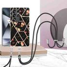 For Samsung Galaxy S25 Ultra 5G Electroplating Splicing Marble Flower IMD TPU Phone Case with Lanyard(Black Flower) - 2