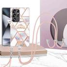 For Samsung Galaxy S25 Ultra 5G Electroplating Splicing Marble Flower IMD TPU Phone Case with Lanyard(Crown) - 2