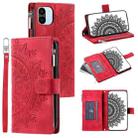 For Xiaomi Redmi A1 4G Multi-Card Totem Zipper Leather Phone Case(Red) - 1