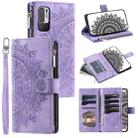 For Xiaomi Redmi Note 10 5G Multi-Card Totem Zipper Leather Phone Case(Purple) - 1