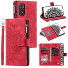 For Xiaomi Redmi Note 11 Pro 4G/5G Global Multi-Card Totem Zipper Leather Phone Case(Red) - 1