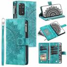 For Xiaomi Redmi Note 11 Global/Note 11S Multi-Card Totem Zipper Leather Phone Case(Green) - 1