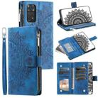 For Xiaomi Redmi Note 11 Global/Note 11S Multi-Card Totem Zipper Leather Phone Case(Blue) - 1
