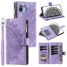 For Xiaomi Mi 11 Lite Multi-Card Totem Zipper Leather Phone Case(Purple) - 1