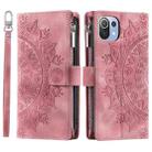 For Xiaomi Mi 11 Lite Multi-Card Totem Zipper Leather Phone Case(Pink) - 1