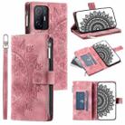 For Xiaomi 11T Multi-Card Totem Zipper Leather Phone Case(Pink) - 1