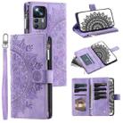 For Xiaomi 12T / 12T Pro Multi-Card Totem Zipper Leather Phone Case(Purple) - 1