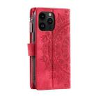 For Xiaomi Redmi 13 4G Multi-Card Totem Zipper Leather Phone Case(Red) - 3