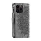 For Xiaomi Redmi 13 4G Multi-Card Totem Zipper Leather Phone Case(Grey) - 3