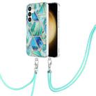 For Samsung Galaxy S24+ 5G Electroplating IMD Splicing Dual-side Marble TPU Phone Case with Lanyard(Green) - 1