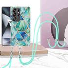 For Samsung Galaxy S25 Ultra 5G Electroplating IMD Splicing Dual-side Marble TPU Phone Case with Lanyard(Green) - 2