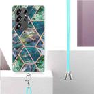 For Samsung Galaxy S25 Ultra 5G Electroplating IMD Splicing Dual-side Marble TPU Phone Case with Lanyard(Blue Green) - 3