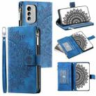 For Nokia G60 Multi-Card Totem Zipper Leather Phone Case(Blue) - 1